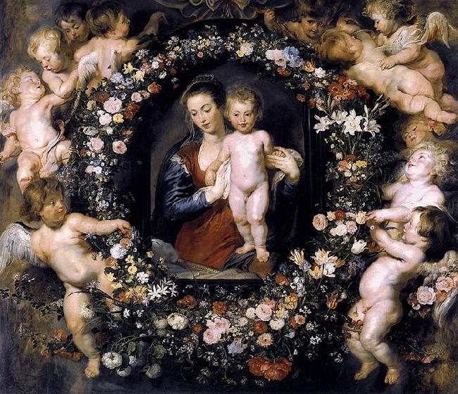 Peter Paul Rubens Madonna on Floral Wreath oil painting picture